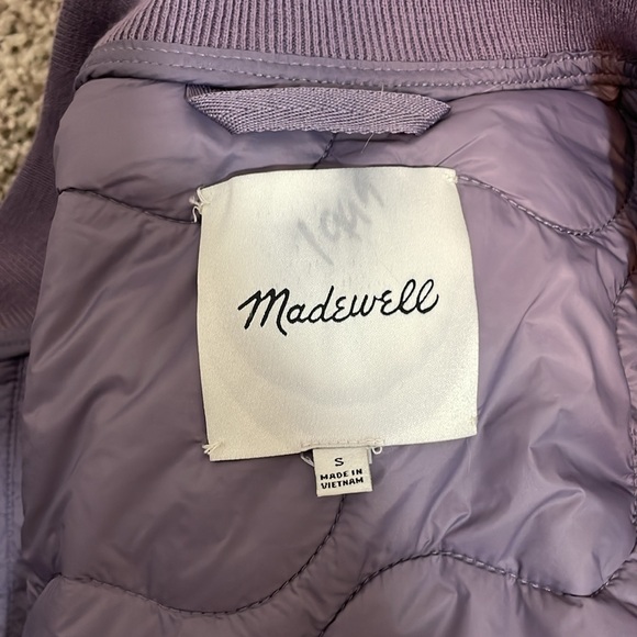 Madewell quilted oversized lightweight bomber jacket in Smokey grape - Picture 9 of 9